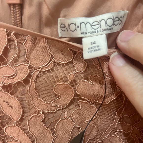 New York & Company Dusty Rose Lace Midi Dress - Picture 5 of 8